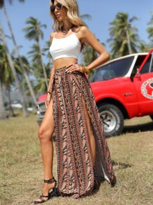 SHEIN VCAY Bộ đồ hai mảnh nữ Tách cao Paisley Boho - Nhiều màu - Xem 1