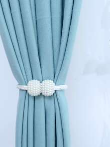2 dây buộc rèm cửa từ tính trang trí ngọc trai giả - trắng - Xem 2