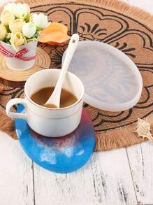 1pc Silicone Coaster Mold, Classic Oval Shaped Tray Mold For DIY - Clear - View 1