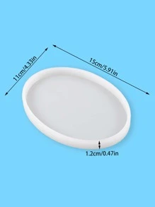 1pc Silicone Coaster Mold, Classic Oval Shaped Tray Mold For DIY - Clear - View 2