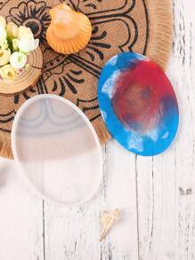 1pc Silicone Coaster Mold, Classic Oval Shaped Tray Mold For DIY - Clear - View 4