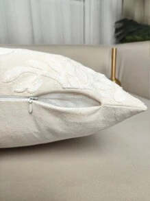 1入組無填充物植物刺繡靠墊套現代帆布抱枕套適用於沙發客廳 - 米色 - 查看 5