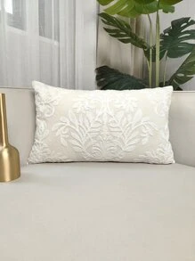 1入組無填充物植物刺繡靠墊套現代帆布抱枕套適用於沙發客廳 - 米色 - 查看 7