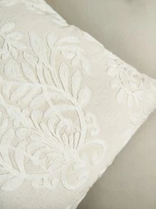 1入組無填充物植物刺繡靠墊套現代帆布抱枕套適用於沙發客廳 - 米色 - 查看 8