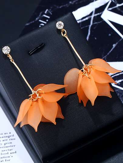 زوج من أقراط معلقات زهرة الأديلوايس المجففة البلورية بالنمط الكلاسيكي، أقراط بشرابات، مناسبة كهدايا لصديقات، عيد الحب، موسم الزفاف