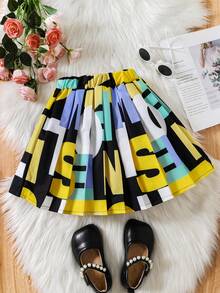 女孩字母圖案百褶半身裙