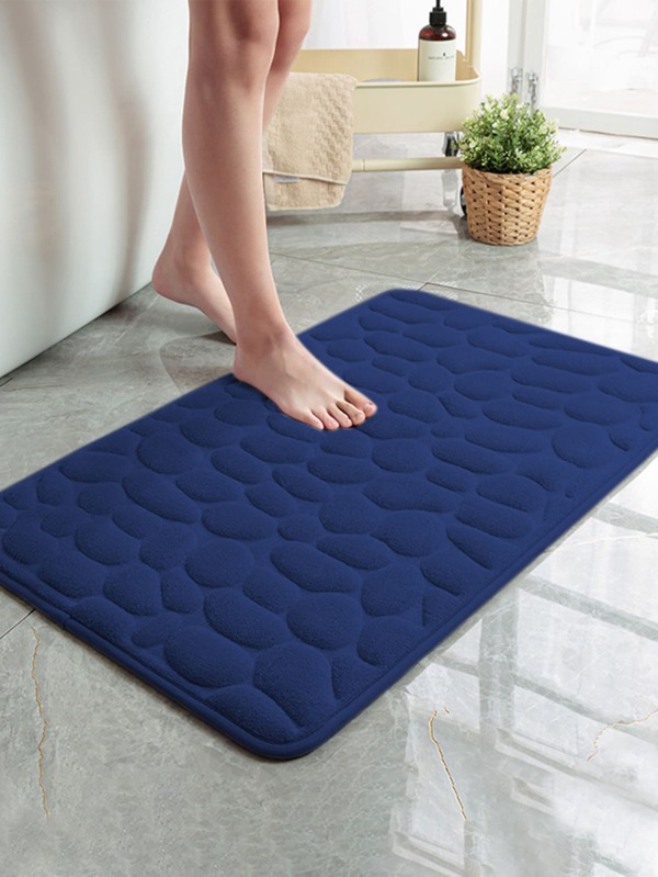 1pc Stone Pattern Bath Rug, Modern Antislip Absorbent Bath Mat For