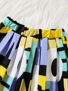 女孩字母圖案百褶半身裙