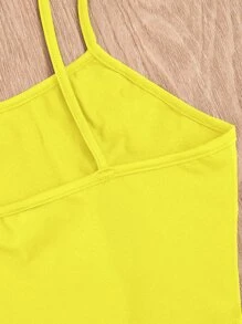 SHEIN VCAY 佩斯利印花頭巾下擺吊帶上衣 - 黃色 - 查看 4