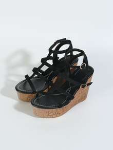 Giày bệt dày và Dép nêm Nữ - màu đen - Xem 3