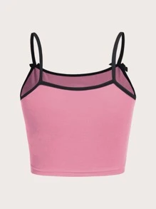 The Powerpuff Girls | ROMWE Cartoon Graphic Contrast Binding Bow Decor Cami Top - Baby Pink - View 2
