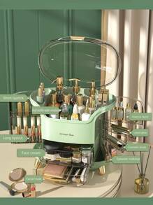 1pc PS Makeup Storage Box, Modernist High-capacity Storage Box For Home - Green - View 4