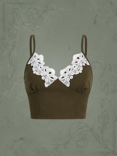 صدرية كامي دانتيل متباين اللون