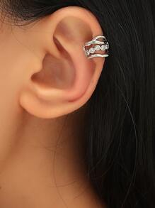 1 pieza Cuff de oreja con diseño de diamante de imitación - Plateado - Ver 1