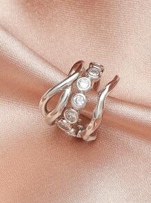 1 pieza Cuff de oreja con diseño de diamante de imitación - Plateado - Ver 2