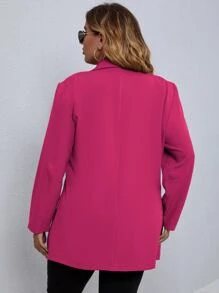 EMERY ROSE Plus Solid Button Front Blazer Graduation,Back To School,Teacher Outfits For Women Fall Cloth For Women Autumn - Hot Pink - View 2