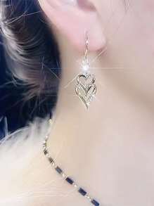 1 对时尚优雅长款派对耳环，带有互锁心形设计，适合情人节、妈妈、母亲、母亲节、礼物 - 金黃色 - 查看 3