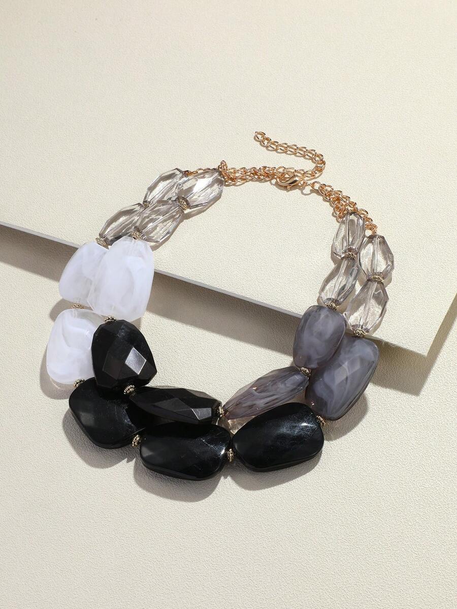 1 vòng cổ đính cườm nhiều lớp phong cách Boho cho nữ để trang trí hàng ngày - Nhiều màu - Xem 1