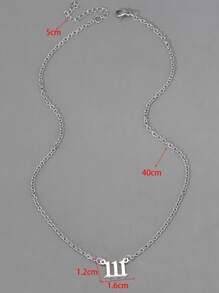 GuoShuang 1入組時尚不銹鋼編號111女士吊墜項鍊適合日常裝飾 - 復古銀色 - 查看 4