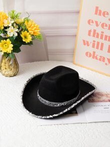 1入組女士亮片裝飾可調節牛仔帽適合派對 - 彩色 - 查看 3