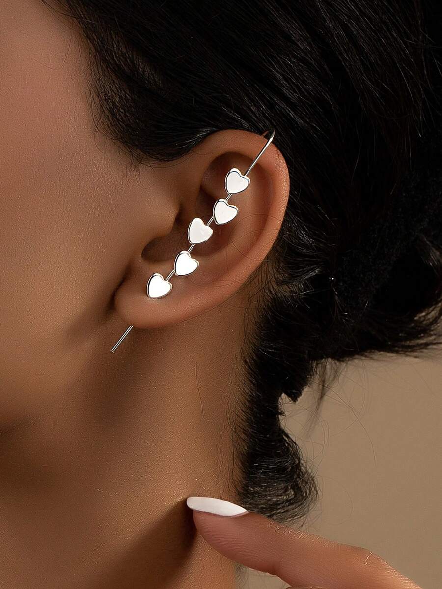 1 bông tai trang trí trái tim thời trang cho phụ nữ để trang trí hàng ngày - Bạc - Xem 1