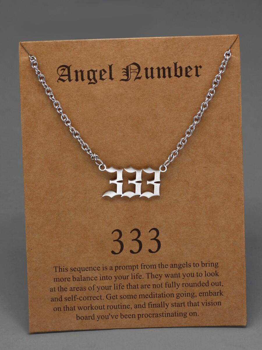 GuoShuang 1入組時尚不銹鋼數字吊墜項鍊適用於女士日常裝飾 - 復古銀色 - 查看 1