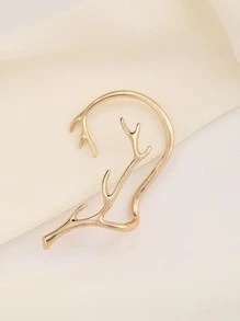 1入組時尚鋅合金鹿角設計耳掛適用於女士日常裝飾 - 金黃色 - 查看 3