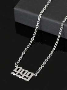 GuoShuang 1入組時尚數字吊墜項鍊適用於女士日常裝飾 - 復古銀色 - 查看 3