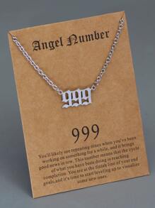 GuoShuang 1入組時尚數字吊墜項鍊適用於女士日常裝飾 - 復古銀色 - 查看 4