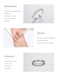 1入時尚銀色立體切割立體設計錯綜有致戒指,適用於結婚禮物、訂婚禮物、新娘珠寶 - 銀色 - 查看 3