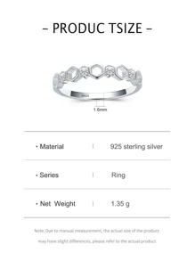 1入時尚銀色立體切割立體設計錯綜有致戒指,適用於結婚禮物、訂婚禮物、新娘珠寶 - 銀色 - 查看 4