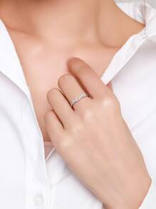 1 Miếng Duyên dáng Màu bạc Khối Zirconia  Trang trí Màu bạc Ban nhạc đám cưới Đối với phụ nữ Đối với phụ nữ Đám cưới cô dâu Tốt Đồ trang sức Hôn ước - Bạc - Xem 2