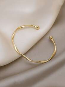 1 chiếc vòng tay thiết kế xoắn tối giản cho phụ nữ để trang trí hàng ngày - Vàng - Xem 2