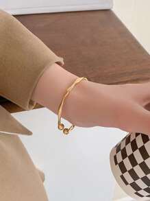 1 chiếc vòng tay thiết kế xoắn tối giản cho phụ nữ để trang trí hàng ngày - Vàng - Xem 5