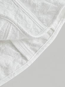 SHEIN MOD 一字肩蕾絲邊鉤眼扣前襯衫 - 白色 - 查看 4