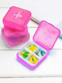 1入組塑膠藥品收納盒,現代4格藥鎖盒適用於戶外 - 粉色 - 查看 1