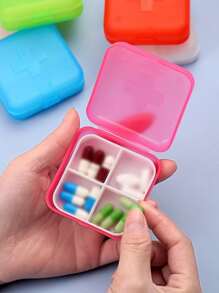 1入組塑膠藥品收納盒,現代4格藥鎖盒適用於戶外 - 粉色 - 查看 2