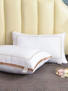 1入組白色床上用品枕頭極簡主義滌綸絎縫柔軟床上用品枕頭適用於臥室和客房酒店 - 金色 - 查看 3