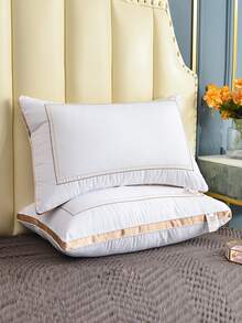 1入組白色床上用品枕頭極簡主義滌綸絎縫柔軟床上用品枕頭適用於臥室和客房酒店 - 金色 - 查看 5