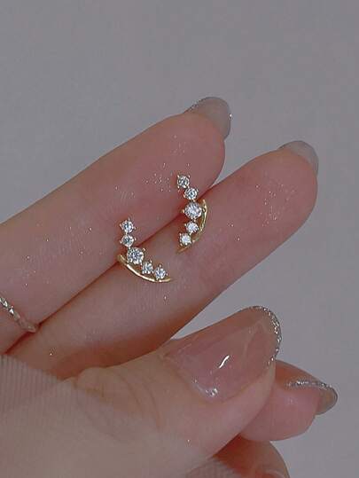 Rhinestone Decor Stud Earrings