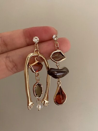 Pendientes con gota de agua con diseño de diamante de imitación con corazón &