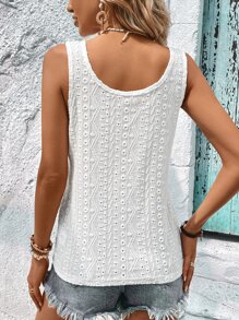 SHEIN LUNE 網眼刺繡前紐扣背心上衣