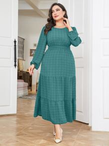 Mulvari Vestido de lunares bajo con fruncido - Azul Cadete - Ver 1