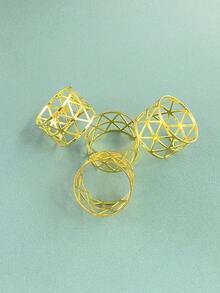 6pcs Hollow Out Napkin Ring, Gold Napkin Buckle For Dining Table - Gold - View 4