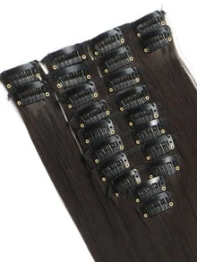 12 cái kẹp trong phần mở rộng tóc tổng hợp dài thẳng - màu nâu - Xem 4