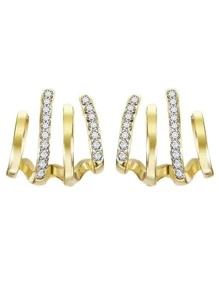 Rhinestone Decor Stud Earrings - Gold - View 6