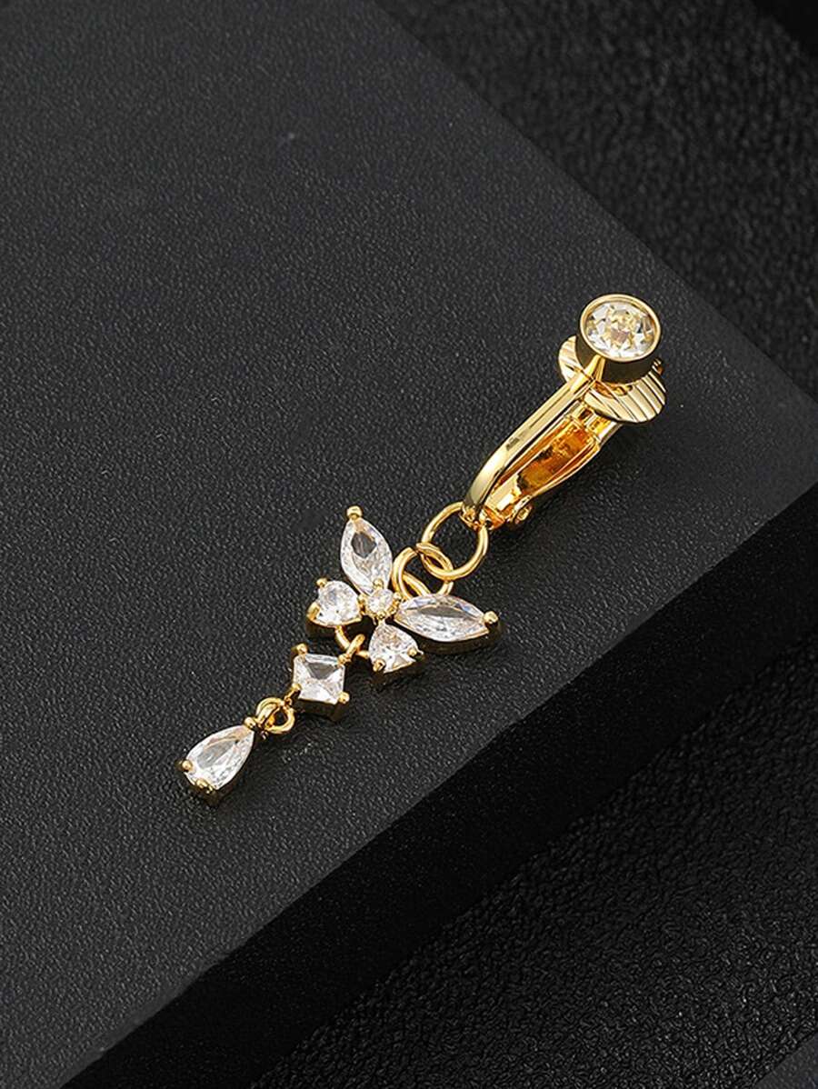 Thép không gỉ Cubic Zirconia Trang trí bướm Trang trí rốn Bụng Cuff cho phụ nữ và trẻ em gái - Vàng - Xem 1