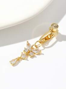 Thép không gỉ Cubic Zirconia Trang trí bướm Trang trí rốn Bụng Cuff cho phụ nữ và trẻ em gái - Vàng - Xem 2