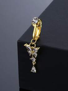 Thép không gỉ Cubic Zirconia Trang trí bướm Trang trí rốn Bụng Cuff cho phụ nữ và trẻ em gái - Vàng - Xem 5