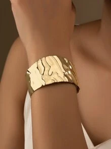 Pulsera abierta con textura - Amarillo Oro - Ver 1